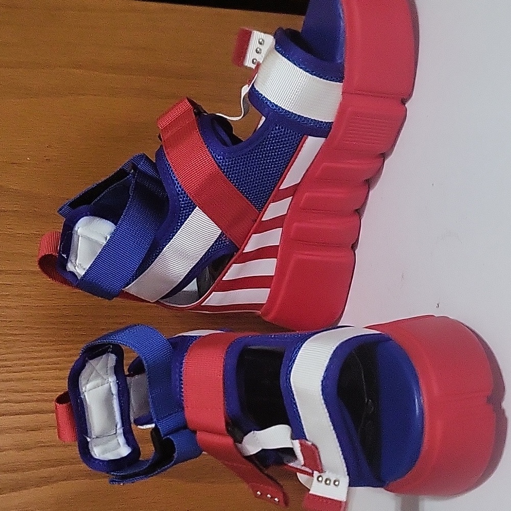 Anthony Wang red white and blue sandals